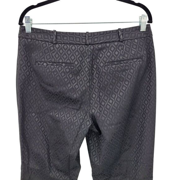 Vtg 90s Womens Black Cigarette Pants 8 Geometric Textured Ankle Stretch Formal - Picture 8 of 10